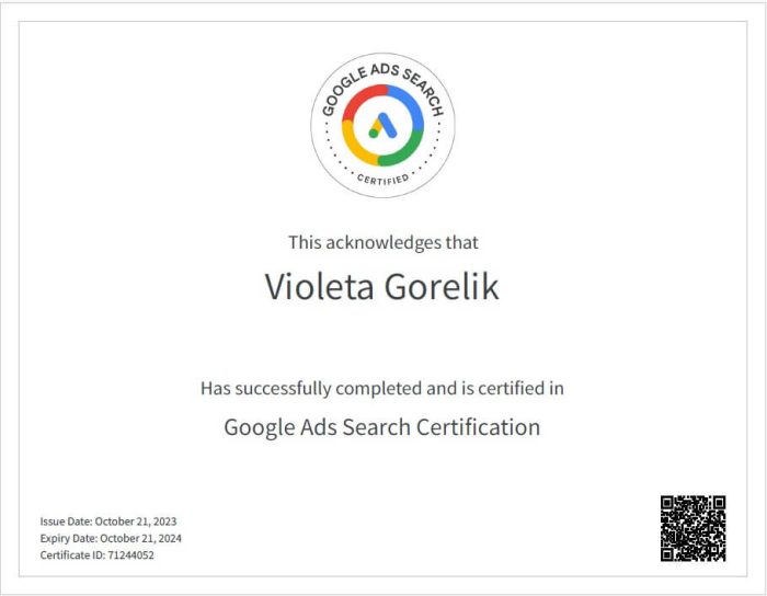 Google Search Certificate - VB